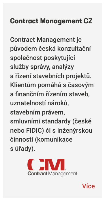 CM Contract Management je původem česká konzultační společnost poskytující služby správy, analýzy a řízení stavebních projektů. Klientům pomáhá s časovým a finančním řízením staveb, uznatelností nároků, stavebním právem, smluvními standardy (české nebo FIDIC) či s inženýrskou činností (komunikace s úřady).